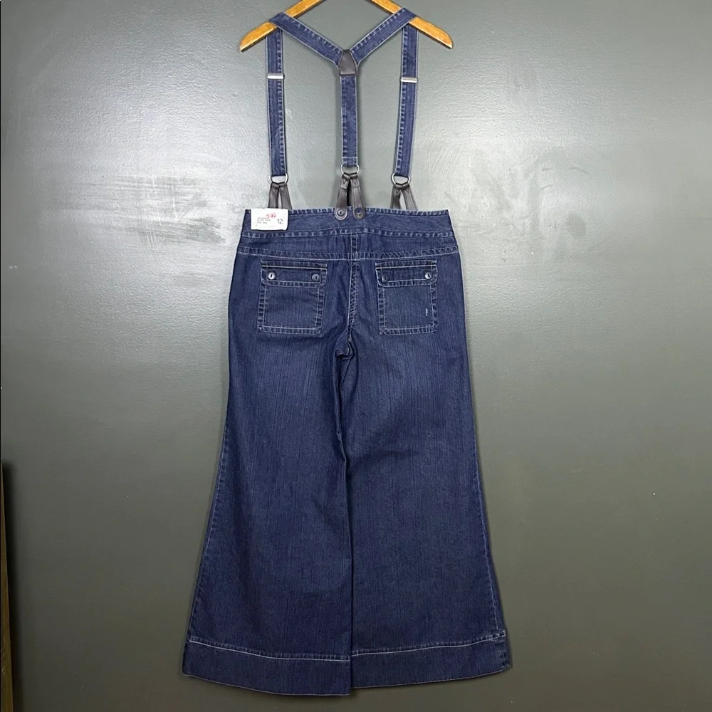 LOFT Light Blue Denim Extra-wide Leg Jeans with Suspenders - Picture 3 of 10